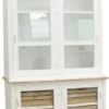 Casa Padrino Landhausstil Vitrinenschrank, Antik Weiß / Naturfarben, 93 x 40 x H. 200 cm