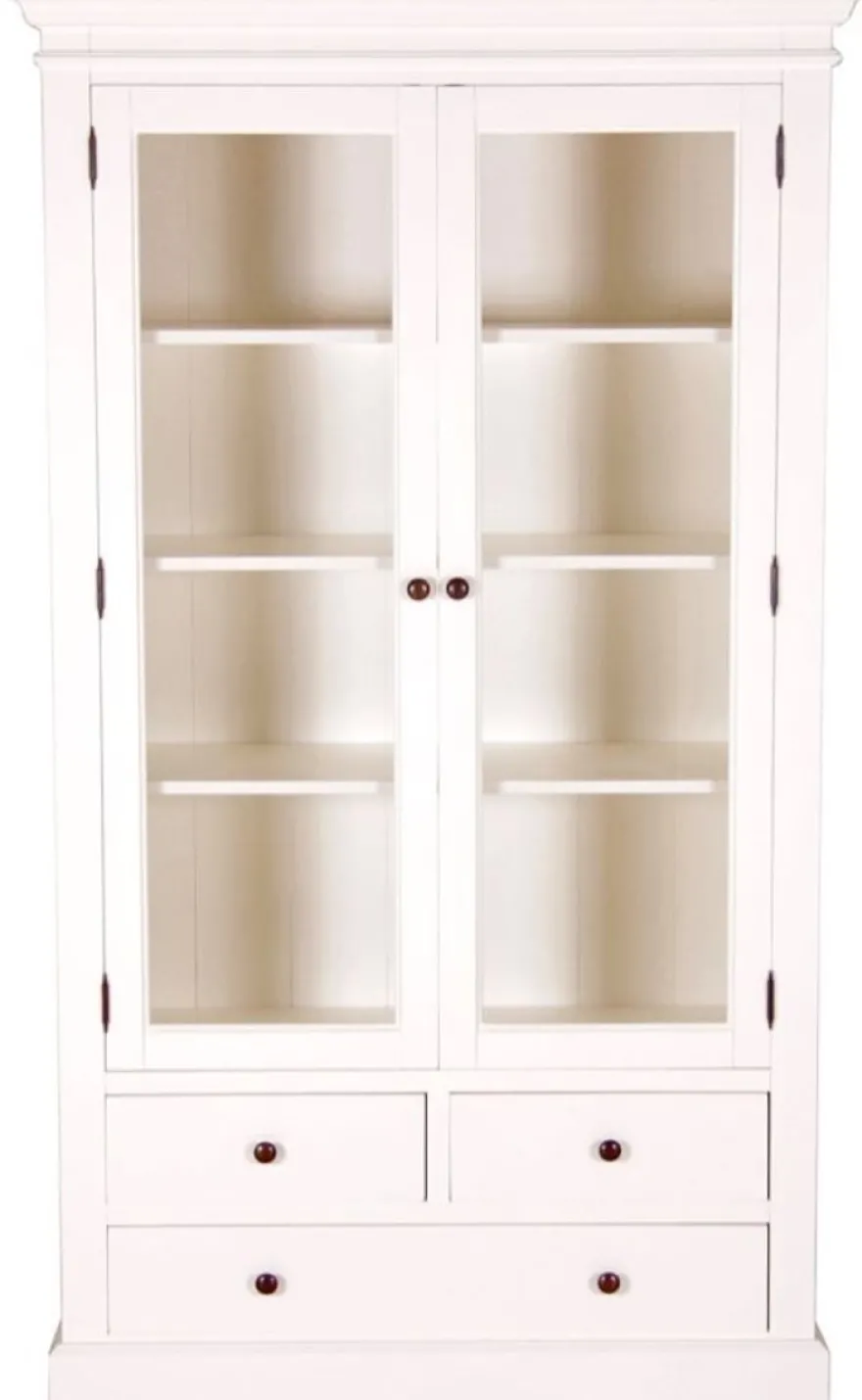Casa Padrino Landhausstil Vitrinenschrank Antik Weiß 110 x 45 x H. 190 cm - Handgefertigte Shabby Chic Vitrine