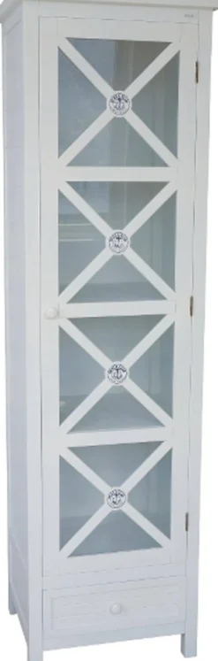 Casa Padrino Landhausstil Vitrine im eleganten Landhausstil Weiß 56 x 45 x H. 194 cm
