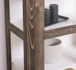 Casa Padrino Landhausstil Vitrine Braun / Weiß 109 x 40 x H. 210 cm - Massivholz Schrank mit 2 Glastüren - Vitrinenschrank - Landhausstil Möbel