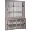 Casa Padrino Landhausstil Vitrine mit 4 Schiebetüren Grau / Hellgrau 150 x 40 x H. 220 cm