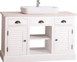 Casa Padrino Landhausstil Waschbeckenschrank Weiß / Hellgrau 120 x 51 x H. 75 cm - Waschtisch mit 2 Türen und 3 Schubladen
