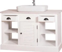 Casa Padrino Landhausstil Waschbeckenschrank Weiß / Hellgrau 120 x 51 x H. 75 cm - Waschtisch mit 2 Türen und 3 Schubladen