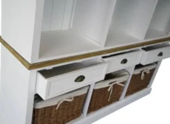 Casa Padrino Landhausstil Wandschrank aus Paulownia-Holz und MDF in Antik Weiß / Braun 160 x 40 x H. 206 cm