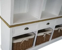 Casa Padrino Landhausstil Wandschrank aus Paulownia-Holz und MDF in Antik Weiß / Braun 160 x 40 x H. 206 cm