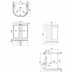 Casa Padrino Landhausstil Waschbeckenschrank Weiß / Grau H. 93 cm - Badezimmer Möbel