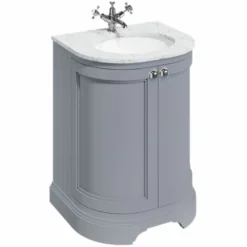 Casa Padrino Landhausstil Waschbeckenschrank Weiß / Grau H. 93 cm - Badezimmer Möbel