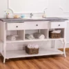 Casa Padrino Landhaus Stil Waschschrank Waschtisch Ohne Waschbecken Grau / Weiss - Bad Schrank