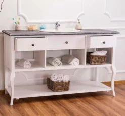 Casa Padrino Landhaus Stil Waschschrank Waschtisch Ohne Waschbecken Grau / Weiss - Bad Schrank