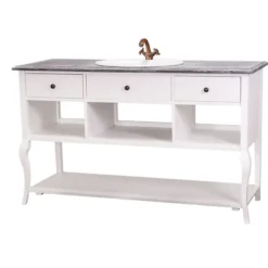 Casa Padrino Landhaus Stil Waschschrank Waschtisch Ohne Waschbecken Grau / Weiss - Bad Schrank