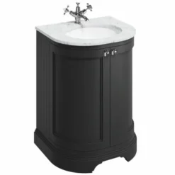 Casa Padrino Landhausstil Waschbeckenschrank Matt Schwarz H. 93 cm - Badezimmer Möbel