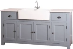 Casa Padrino Landhausstil Waschbeckenschrank Blau / Weiß 180 x 65 x H. 90 cm - Waschtisch mit 4 Türen und 2 Schubladen