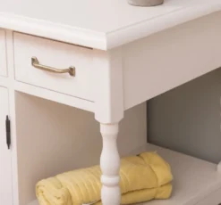 Casa Padrino Landhausstil Waschtisch Weiß 128 x 54 x H. 91 cm - Massivholz Waschbeckenschrank - Landhausstil Badezimmer Möbel