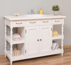 Casa Padrino Landhausstil Waschtisch Weiß 128 x 54 x H. 91 cm - Massivholz Waschbeckenschrank - Landhausstil Badezimmer Möbel