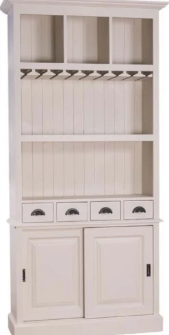 Casa Padrino Landhausstil Weinschrank mit 2 Schiebetüren und 4 Schubladen Hellgrau 103 x 36 x H. 210 cm - Massivholz Barschrank - Landhausstil Barmöbel
