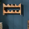 Casa Padrino Landhausstil Weinregal Naturfarben 54 x 26 x H. 36 cm - Handgefertigter Massivholz Weinflaschenhalter - Standregal - Wandregal - Landhausstil Möbel