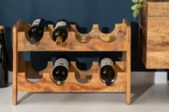 Casa Padrino Landhausstil Weinregal Naturfarben 54 x 26 x H. 36 cm - Handgefertigter Massivholz Weinflaschenhalter - Standregal - Wandregal - Landhausstil Möbel