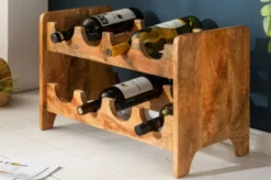 Casa Padrino Landhausstil Weinregal Naturfarben 54 x 26 x H. 36 cm - Handgefertigter Massivholz Weinflaschenhalter - Standregal - Wandregal - Landhausstil Möbel