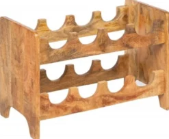 Casa Padrino Landhausstil Weinregal Naturfarben 54 x 26 x H. 36 cm - Handgefertigter Massivholz Weinflaschenhalter - Standregal - Wandregal - Landhausstil Möbel