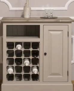 Casa Padrino Landhausstil Weinschrank mit Tür Beige / Naturfarben 90 x 41 x H. 90 cm - Landhausstil Möbel
