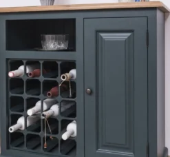 Casa Padrino Landhausstil Weinschrank mit Tür Graublau / Naturfarben 90 x 41 x H. 90 cm - Landhausstil Möbel