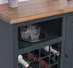 Casa Padrino Landhausstil Weinschrank mit Tür Graublau / Naturfarben 90 x 41 x H. 90 cm - Landhausstil Möbel