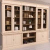 Casa Padrino Landhausstil Wohnzimmerschrank Cremefarben / Braun 286 x 51 x H. 228 cm - Massivholz Schrank - Bücherschrank - Regalschrank - Landhausstil Möbel
