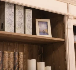 Casa Padrino Landhausstil Wohnzimmerschrank Cremefarben / Braun 286 x 51 x H. 228 cm - Massivholz Schrank - Bücherschrank - Regalschrank - Landhausstil Möbel