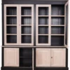 Casa Padrino Landhausstil Wohnzimmerschrank Massivholz Schwarz / Naturfarben 222 x 48 x H. 228 cm