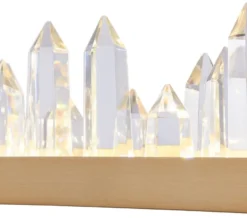 Casa Padrino LED Hängeleuchte mit messingfarbenem Metallrahmen und Kristallglaszacken 115 x 9 x H. 10,4 cm