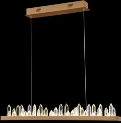 Casa Padrino LED Hängeleuchte in Messingfarben mit Kristallglaszacken, 80 x 9 x H. 10,4 cm