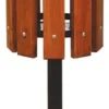 Casa Padrino Luxus Abfallbehälter Dunkelbraun / Schwarz Ø 38 x H. 155 cm - Massivholz Abfallbehälter mit Stahl Beinen - Garten Mülleimer - Terrassen Mülleimer - Gastronomie Abfallbehälter