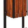 Casa Padrino Luxus Abfallbehälter Dunkelbraun / Schwarz 38 x 38 x H. 100 cm - Massivholz Abfallbehälter mit Stahl Beinen - Garten Mülleimer - Terrassen Mülleimer - Gastronomie Abfallbehälter