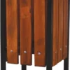 Casa Padrino Luxus Abfallbehälter Dunkelbraun / Schwarz 38 x 38 x H. 70 cm - Massivholz Abfallbehälter mit Stahl Beinen - Garten Mülleimer - Terrassen Mülleimer - Gastronomie Abfallbehälter