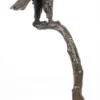 Casa Padrino Luxus Adler Bronzefigur Grau / Gold / Schwarz 44,4 x 28,8 x H. 71,5 cm - Dekofigur mit Marmorsockel