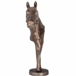 Casa Padrino Luxus Aluminium Deko Figur Pferd Antik Messing H. 63,5 cm - Wohnzimmer Deko