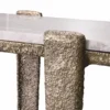 Casa Padrino Luxus Aluminium Konsole mit Marmorplatte Antik Messing / Beige 140 cm