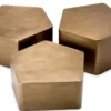 Casa Padrino Luxus Aluminium Couchtisch 3er Set Vintage Messing
