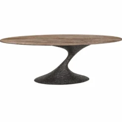 Casa Padrino Luxus Aluminium Esstisch mit Travertin Tischplatte Braun 235 cm