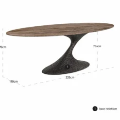 Casa Padrino Luxus Aluminium Esstisch mit Travertin Tischplatte Braun 235 cm