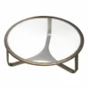 Casa Padrino Luxus Aluminium Couchtisch mit Glasplatte Bronze Ø 102 cm - Wohnzimmer Möbel