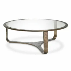 Casa Padrino Luxus Aluminium Couchtisch mit Glasplatte Bronze Ø 102 cm - Wohnzimmer Möbel