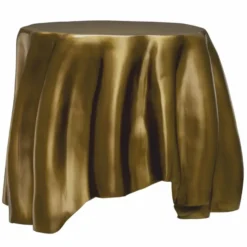 Casa Padrino Luxus Aluminium Beistelltisch Vintage Messing 65 x 57 x H. 45,5 cm - Luxus Möbel