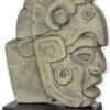 Casa Padrino Luxus Aluminium Deko Skulptur Maya Gesicht Antik Grau / Schwarz 30,9 x 14,7 x H. 45,3 cm - Aluminium Deko Figur - Wohnzimmer Deko - Schreibtisch Deko