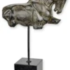 Casa Padrino Luxus Aluminium Deko Skulptur Pferde Torso Antik Grau / Schwarz 28,5 x 10,8 x H. 45,5 cm - Aluminium Deko Figur mit Marmorsockel - Wohnzimmer Deko - Schreibtisch Deko