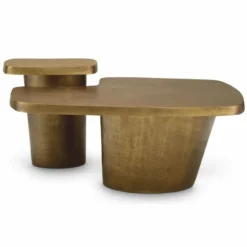Casa Padrino Luxus Aluminium Couchtisch Set Vintage Messing - Hotel & Wohnzimmer Möbel