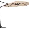 Casa Padrino Luxus Ampelschirm Anthrazit / Naturfarben Ø 300 cm - Sonnenschirm mit Ständer - Garten Sonnenschirm - Terrassen Sonnenschirm - Balkon Sonnenschirm - Garten Terrassen Balkon Accessoires