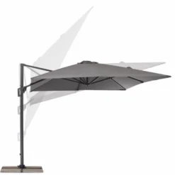 Casa Padrino Luxus Ampelschirm mit Ständer Anthrazit / Grau 400 x 300 x H. 250 cm