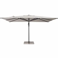 Casa Padrino Luxus Ampelschirm mit Ständer Anthrazit / Naturfarben 400 x 300 x H. 273 cm