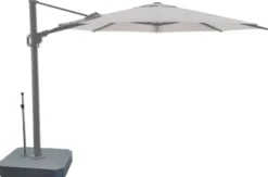 Casa Padrino Luxus Ampelschirm Anthrazit / Grau - Runder Freiarm Sonnenschirm mit 360 Grad Drehfuß - Durchmesser 350 cm